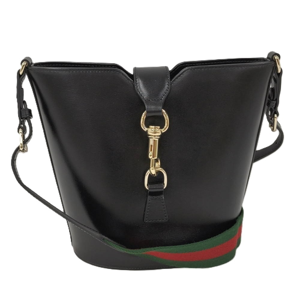 GUCCI Bucket Shoulder Bag Leather Black